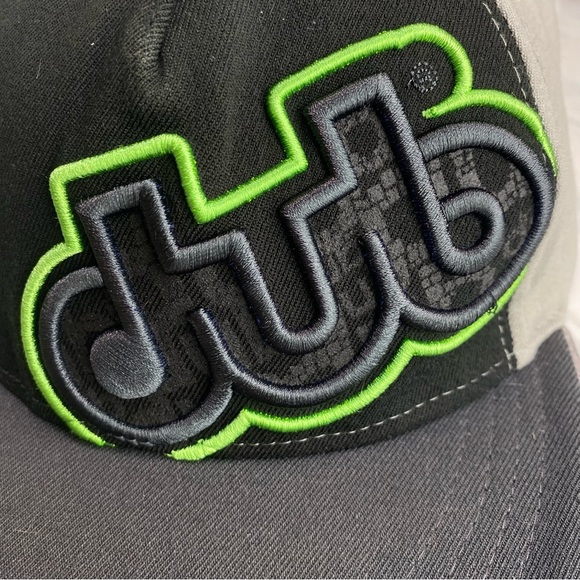 dub H3 Headwear Cap Hat Snapback Flat‎ Bill Black Grey Green Wool Blend - Picture 2 of 10